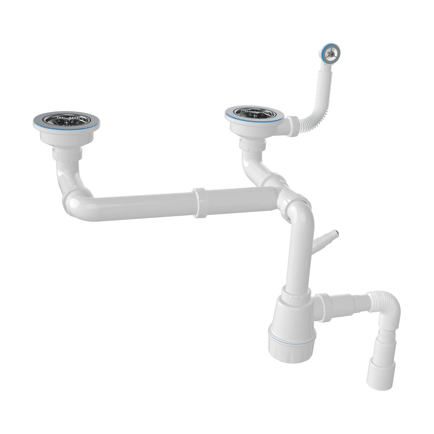 Сифон для двойной кухонной мойки с переливом Nova NV1196