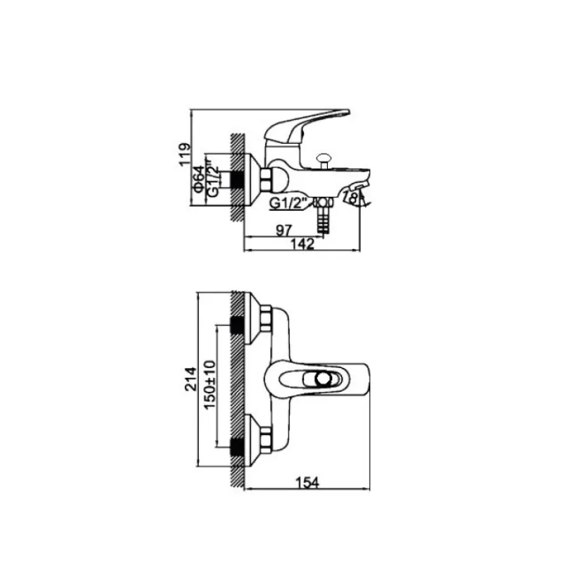 Смеситель для ванны D-Lin D130351, хром