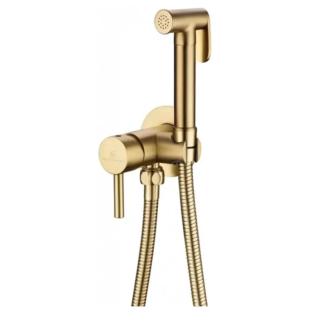 Гигиенический душ со смесителем встраиваемый Grocenberg GB001MG, матовое золото