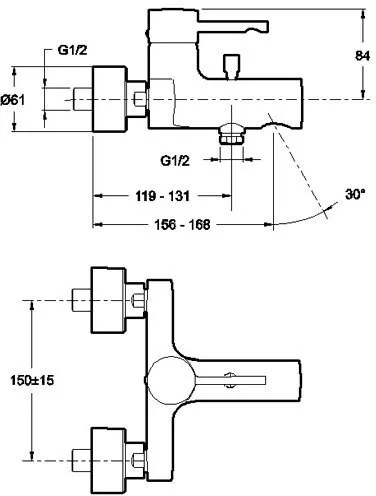 Смеситель для ванны Jacob Delafon Cuff (E45532-CP)