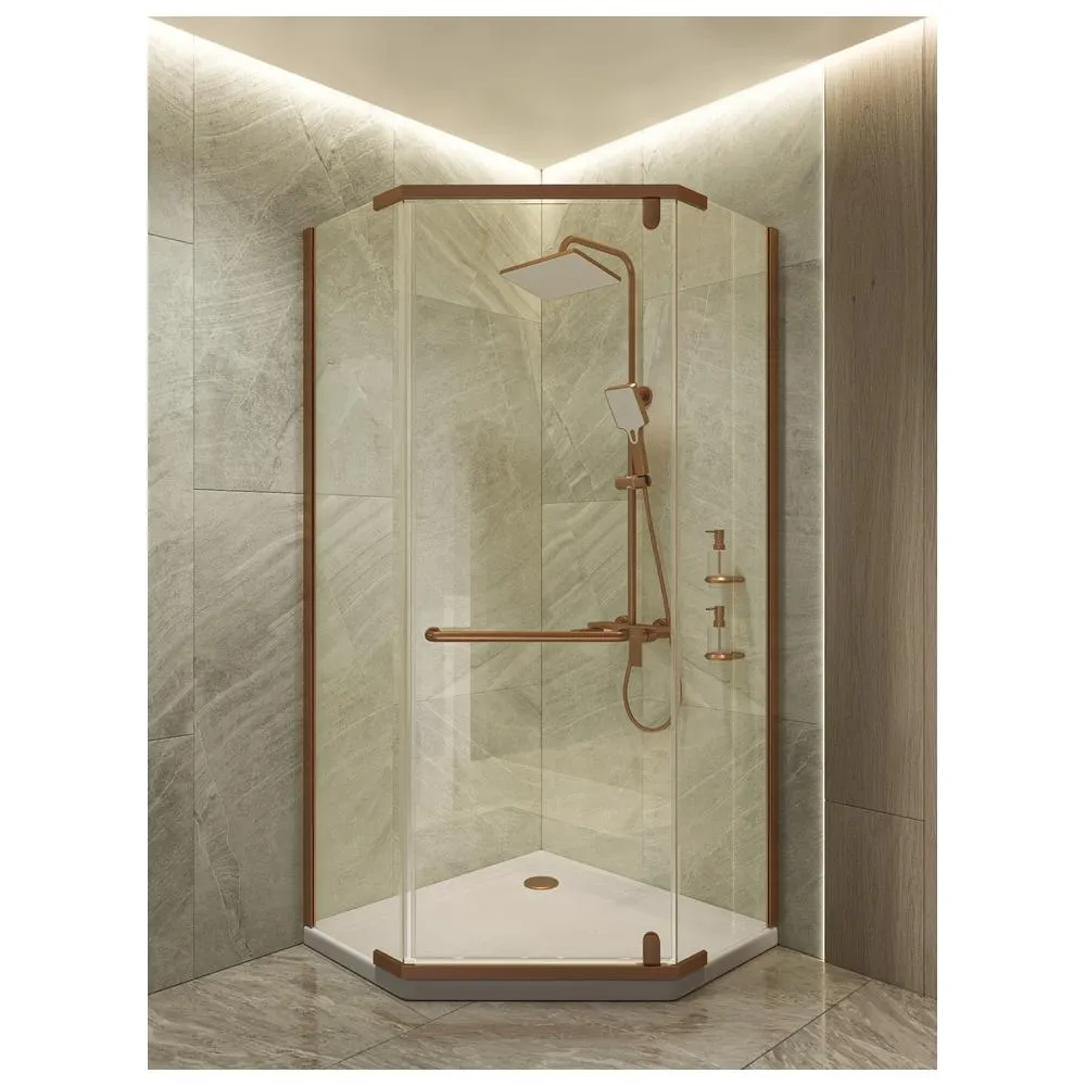 Душевой уголок Knotlor FCD090CG0RB 5-тиугольный 90х90х200, бронза