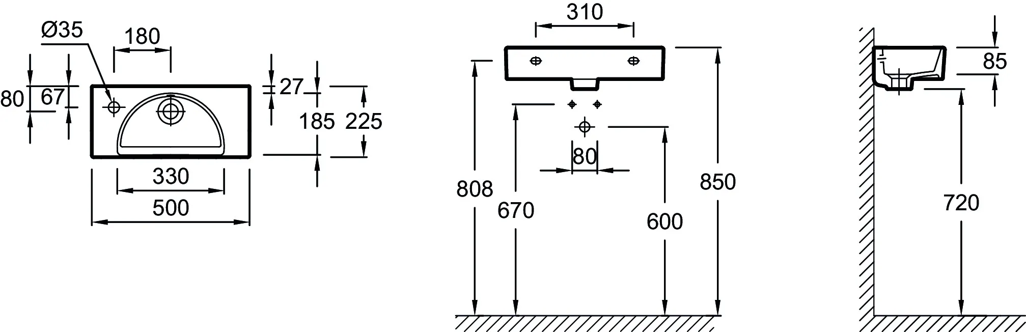 Раковина Jacob Delafon Odeon Rive Gauche EGO112-55-00