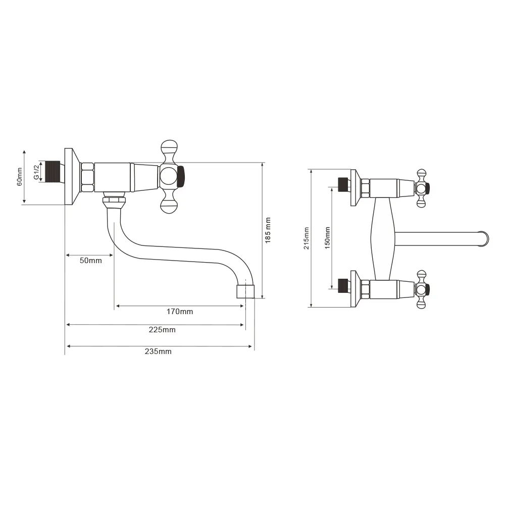 Смеситель для кухни настенный WesnaArt RASSVET, RAS02-190, хром