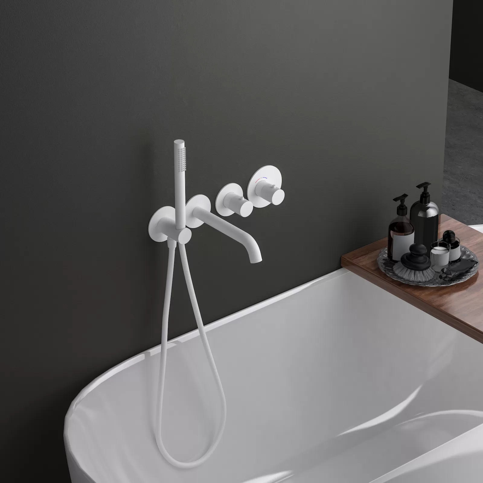 Смеситель встроенный для ванны с душем с термостатотом Timo Saona белый матовый (2324/16YSM)