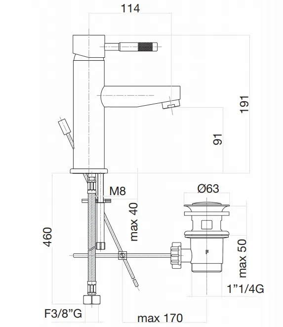 Смеситель для раковины Webert Rimini RI830102560, черный