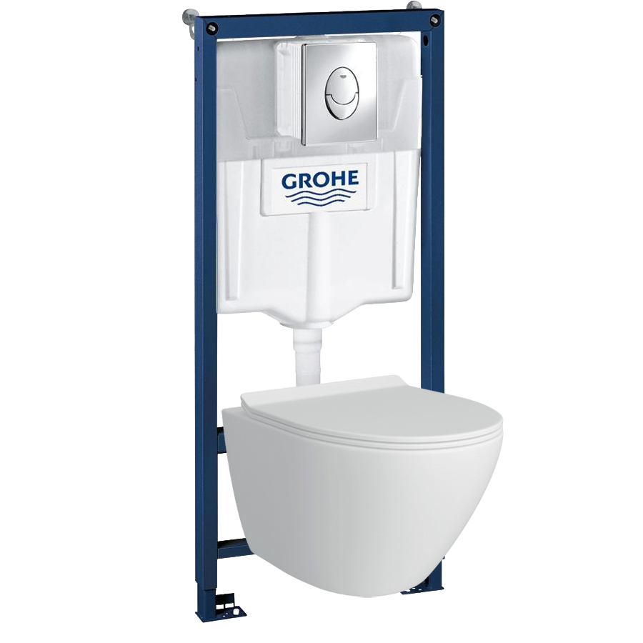 Комплект инсталляция и унитаз подвесной безободковый Grohe Rapid SL GH, белый (39189001)