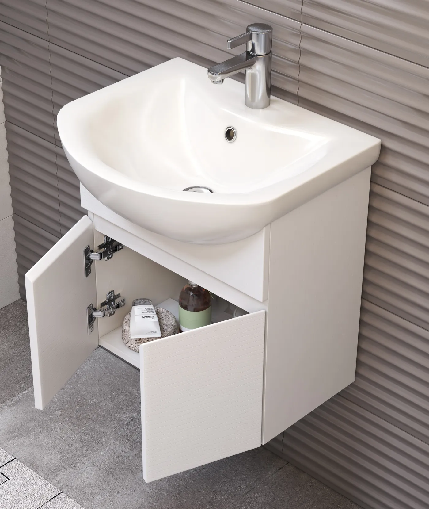 Тумба с раковиной подвесная VIGO Wing tp.WIN.BAL.50.2D белый, 50 см