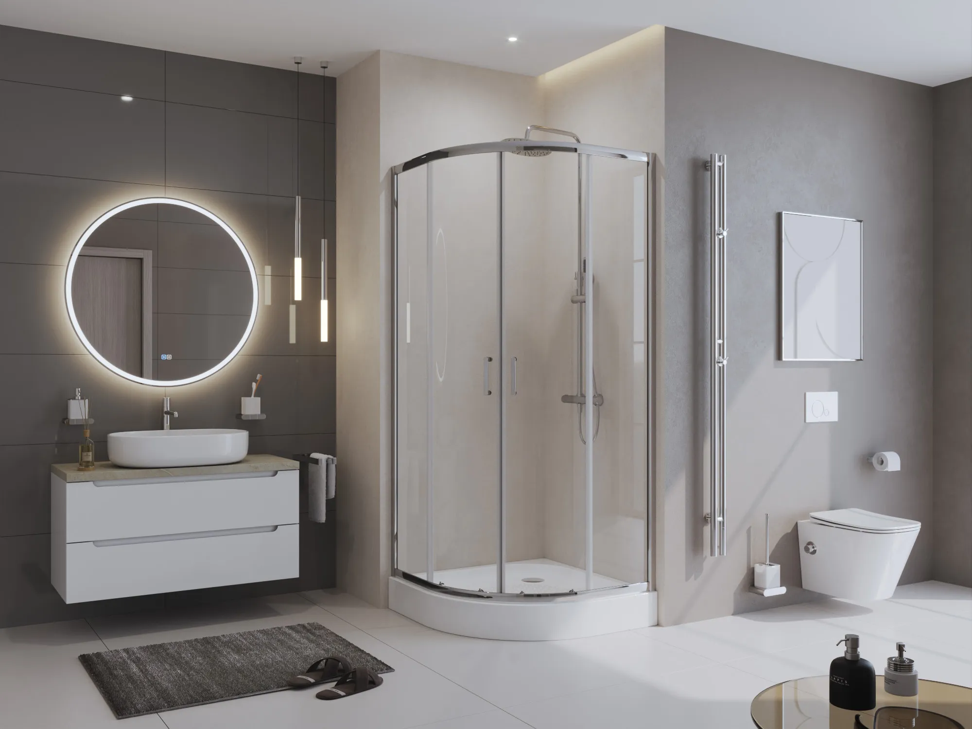 Акриловый поддон BelBagno 900х900 мм, белый (TRAY-BB-R-90-550-15-W)