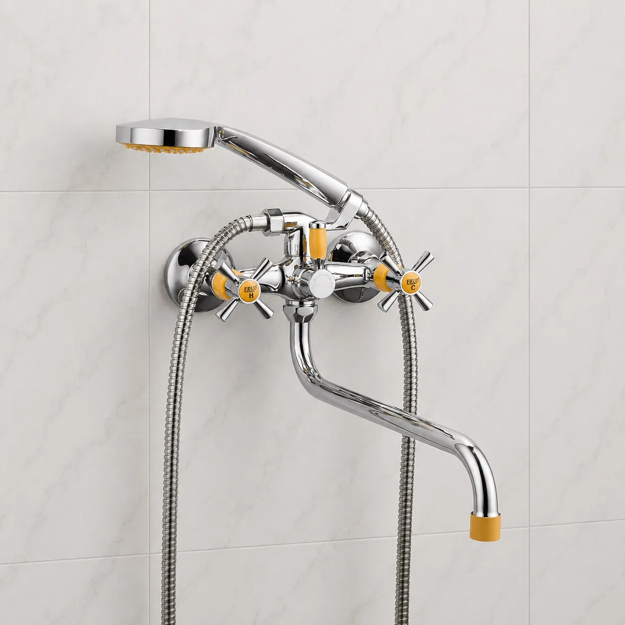 Смеситель для ванны FRUD R22118-9, хром;желтый