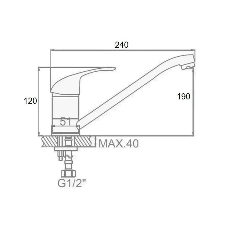 Смеситель для кухни D-Lin D153409, хром