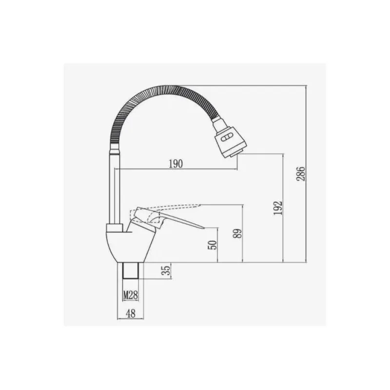 Смеситель для кухни с гибким изливом D-Lin D150422-6T, хром/синий