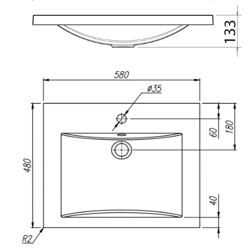 Раковина Florentina Анита 58 см 10.150.00580.302, антрацит