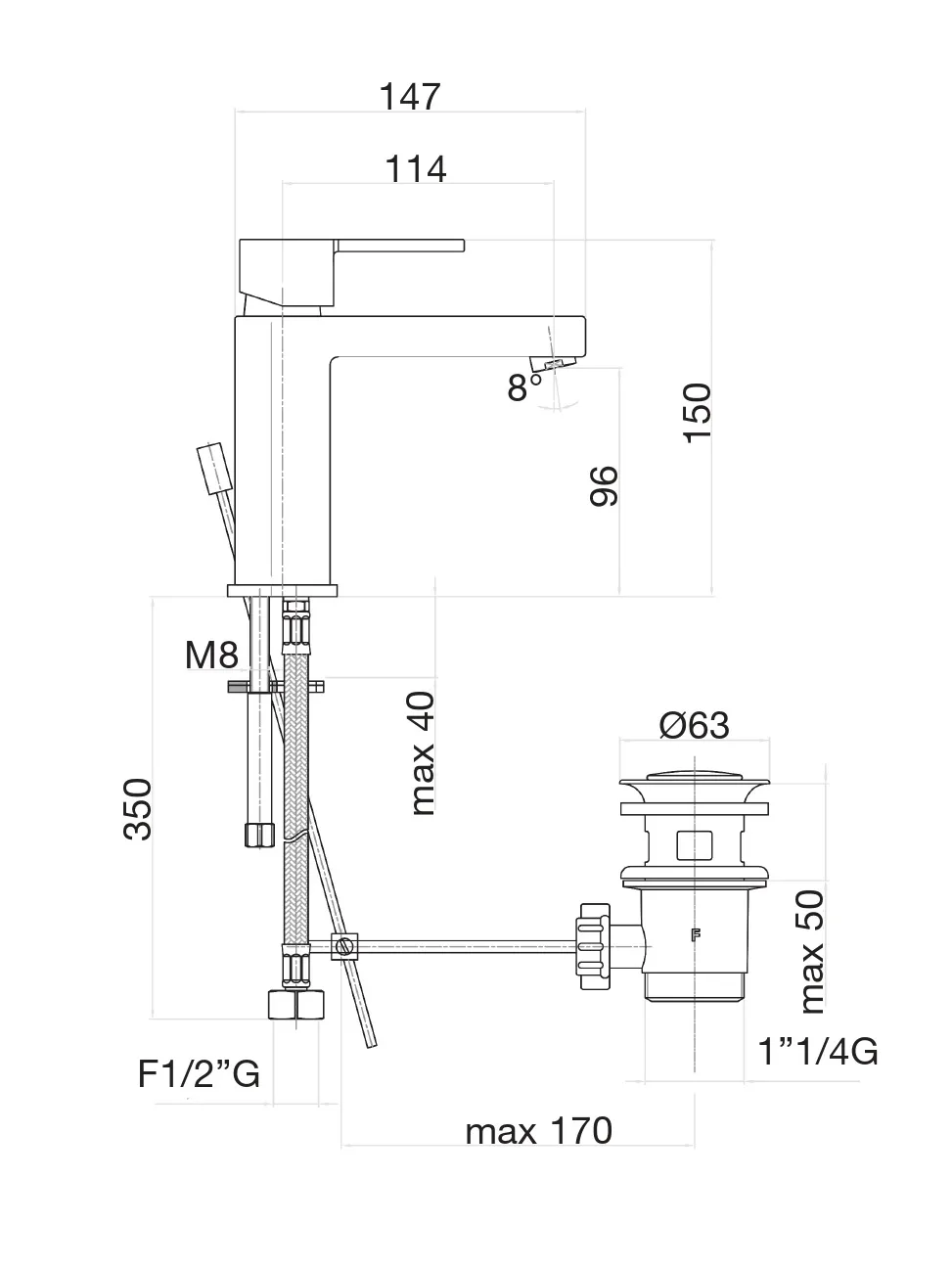 Смеситель для раковины Fiore KALOS 76CR7420, хром