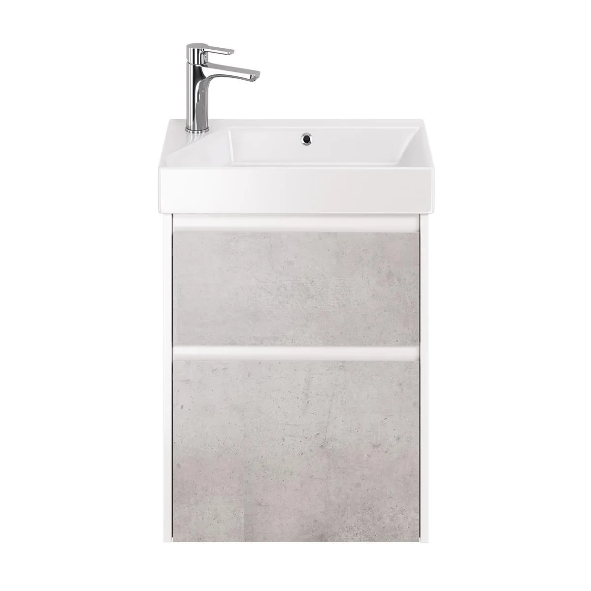 Тумба под раковину подвесная Dreja Slim 55 см, белый/бетон