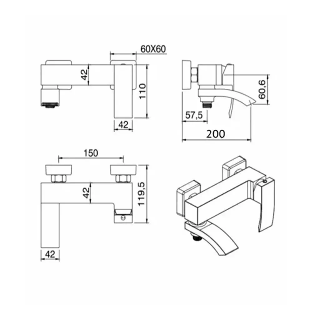 Смеситель для ванны Grocenberg GB8007MG, матовое золото