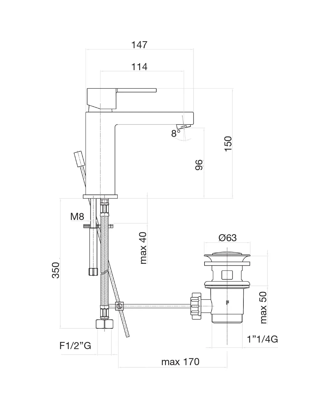 Смеситель для раковины Fiore KATANA 77CR7520, хром
