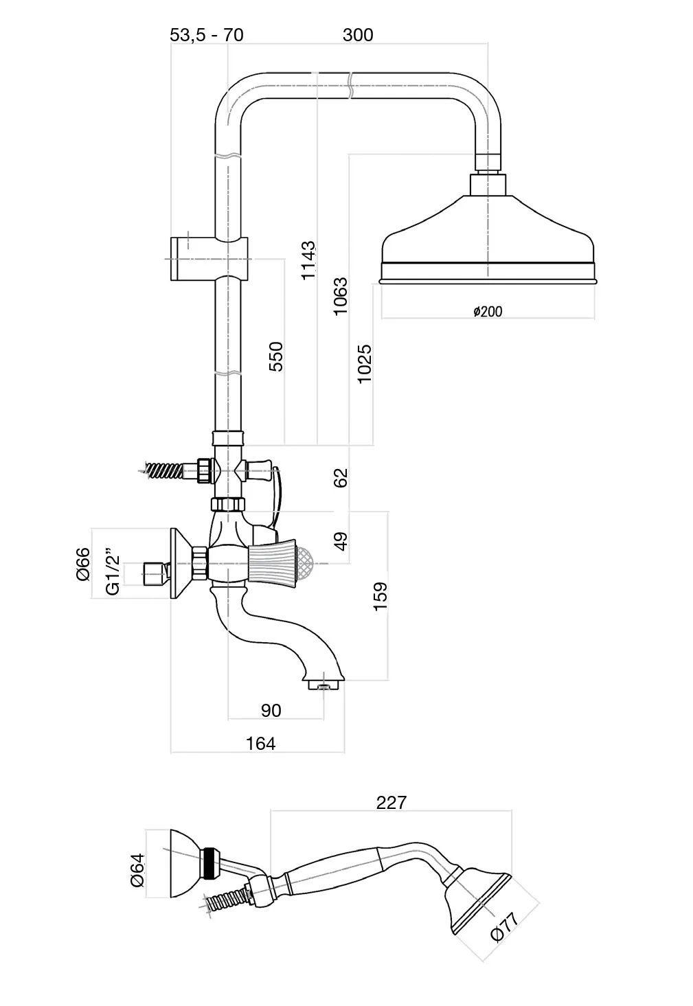 Душевая система Fiore VENERE SKY (SWAROVSKI®) 13ZZ0615, бронза