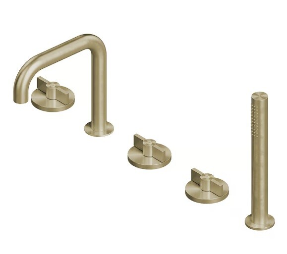 Смеситель для ванны и душа Quadro design Valvola01, золото светлое (19 98 OC)