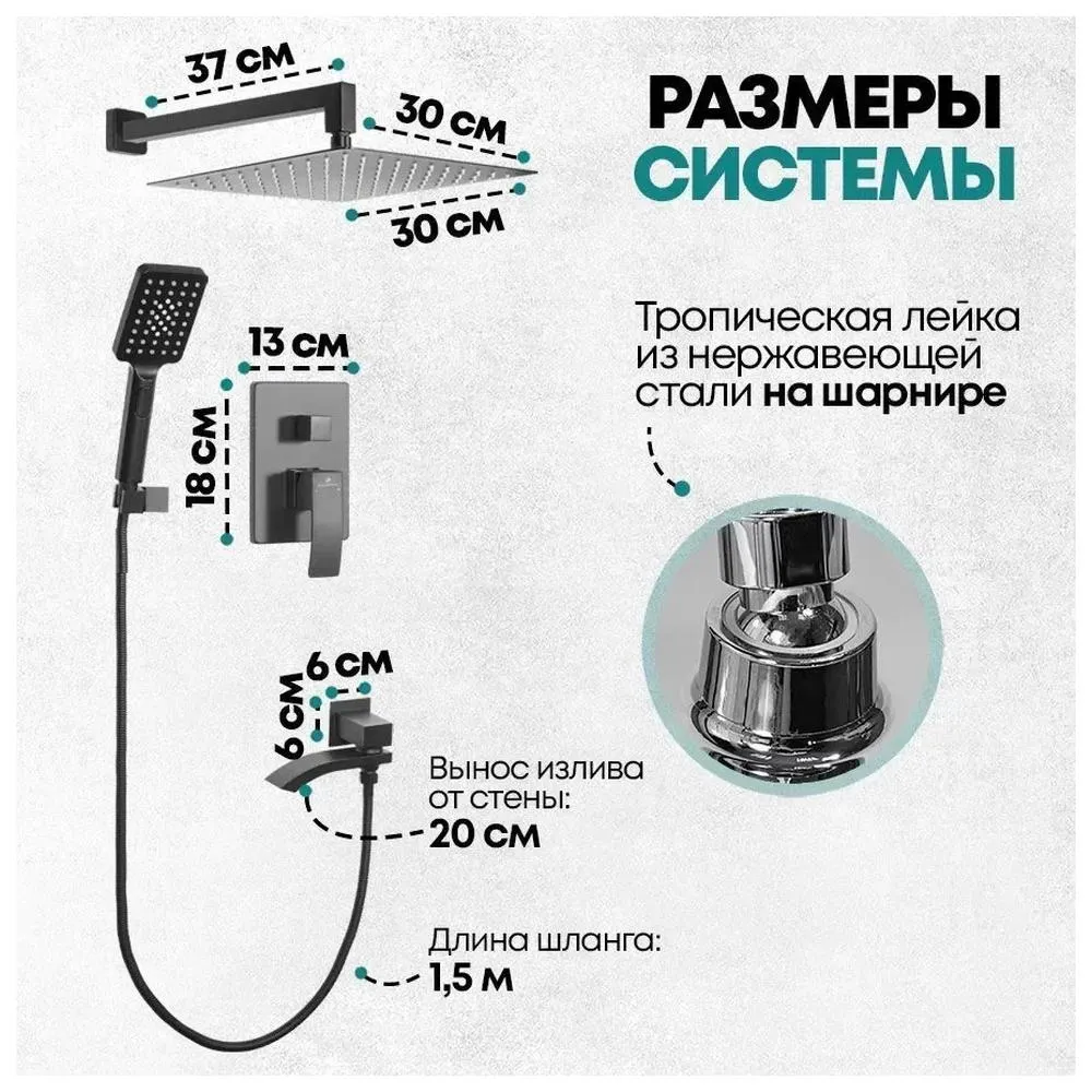 Душевая система встраиваемая Grocenberg GB5007BL, черный
