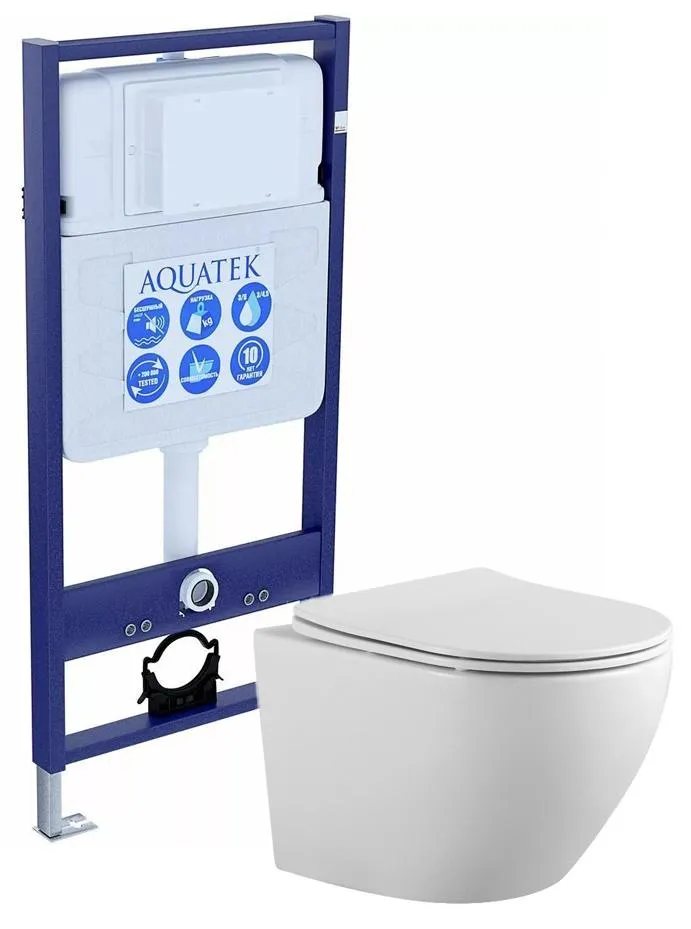 SET AQUATEK ЕВРОПА (рама AQUATEK Standard INS-0000012(без клавиши и крепежа)+унитаз ЕВРОПА AQ1901-00 с тонким сиденьем soft-close