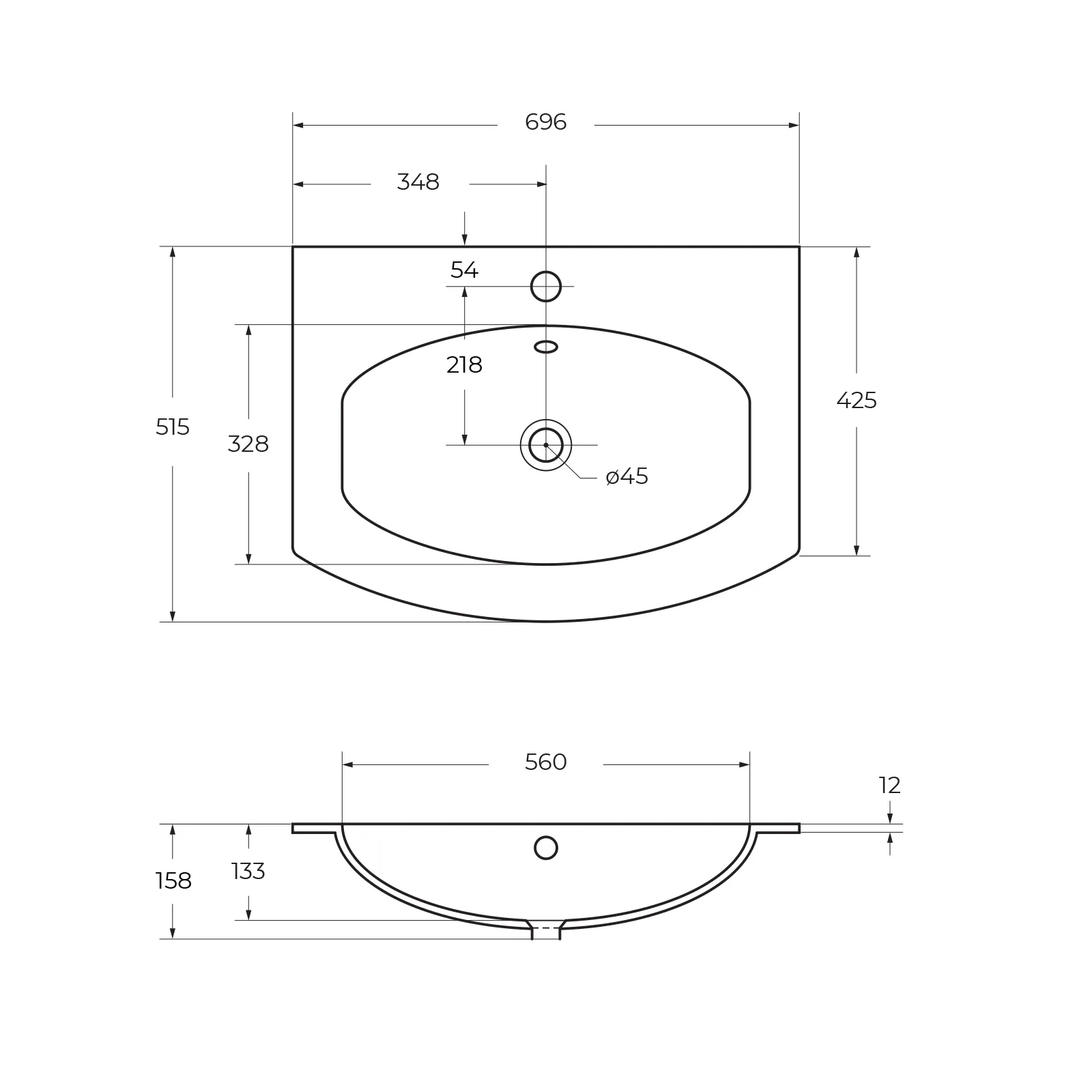 Раковина из искусственного мрамора Cezares Sting 700х520х12 (50158)