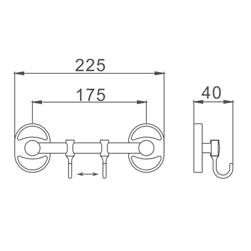Планка с крючками для полотенец D-Lin D288700-2, хром