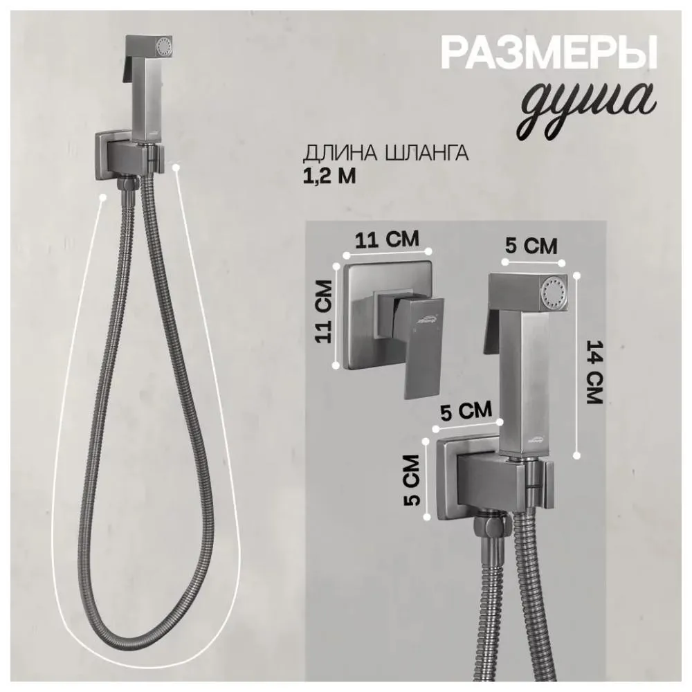 Гигиенический душ со смесителем встраиваемый Hansberge H3070BG, графит