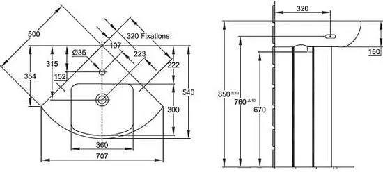 Раковина Jacob Delafon Odeon Up (E4710) (50 см) угловая