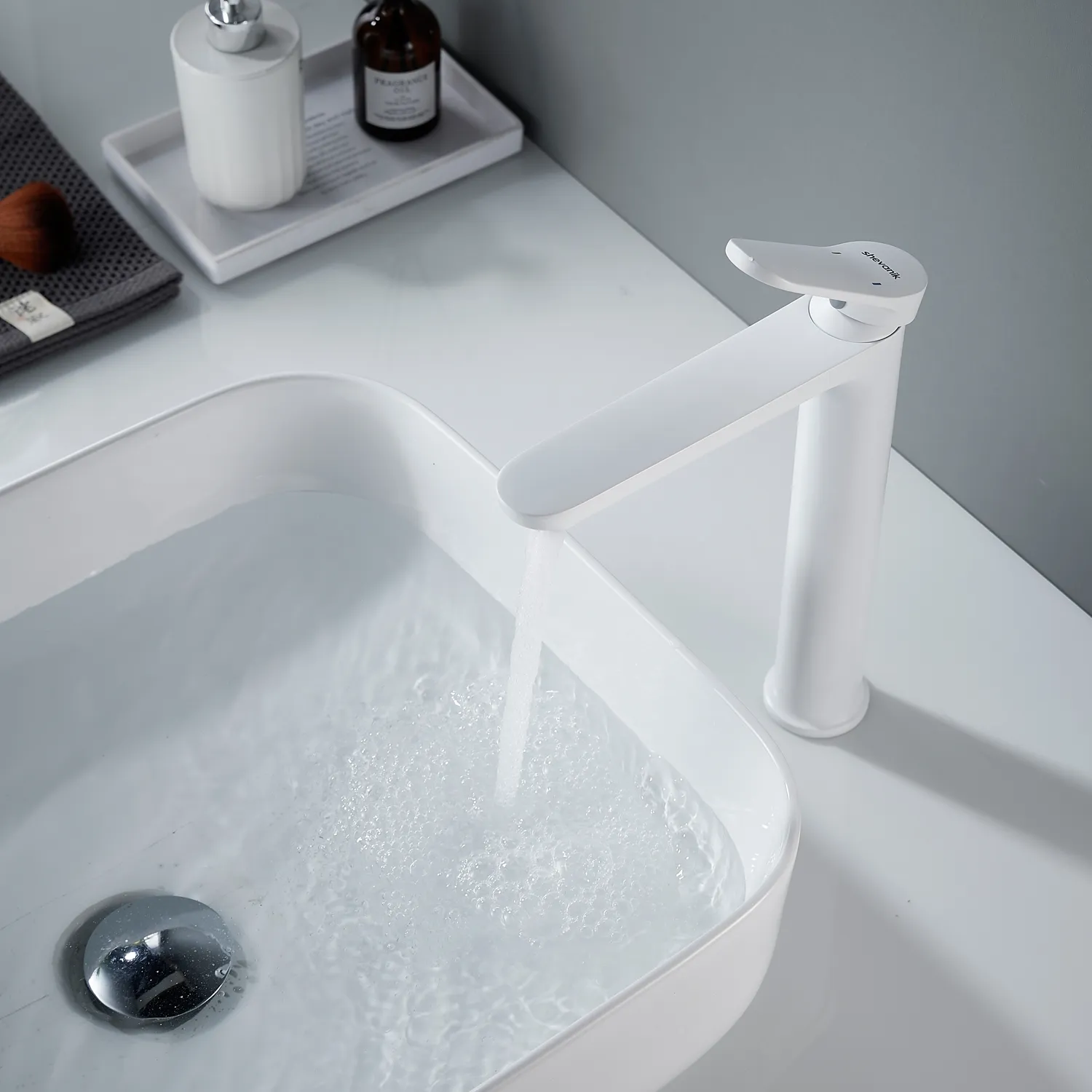 Смеситель для раковины высокий Shevanik S4311C, белый