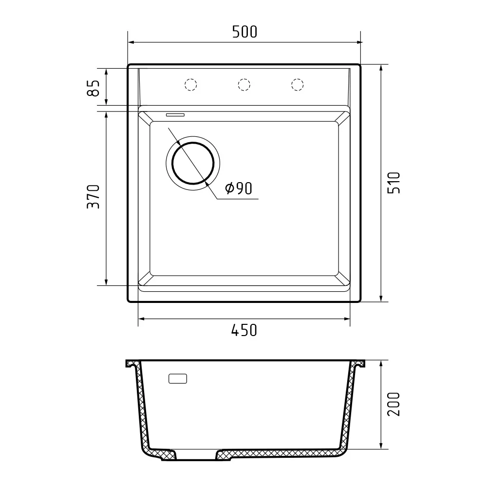 Кухонная мойка Rivelato TESORO TR-505-L, топаз
