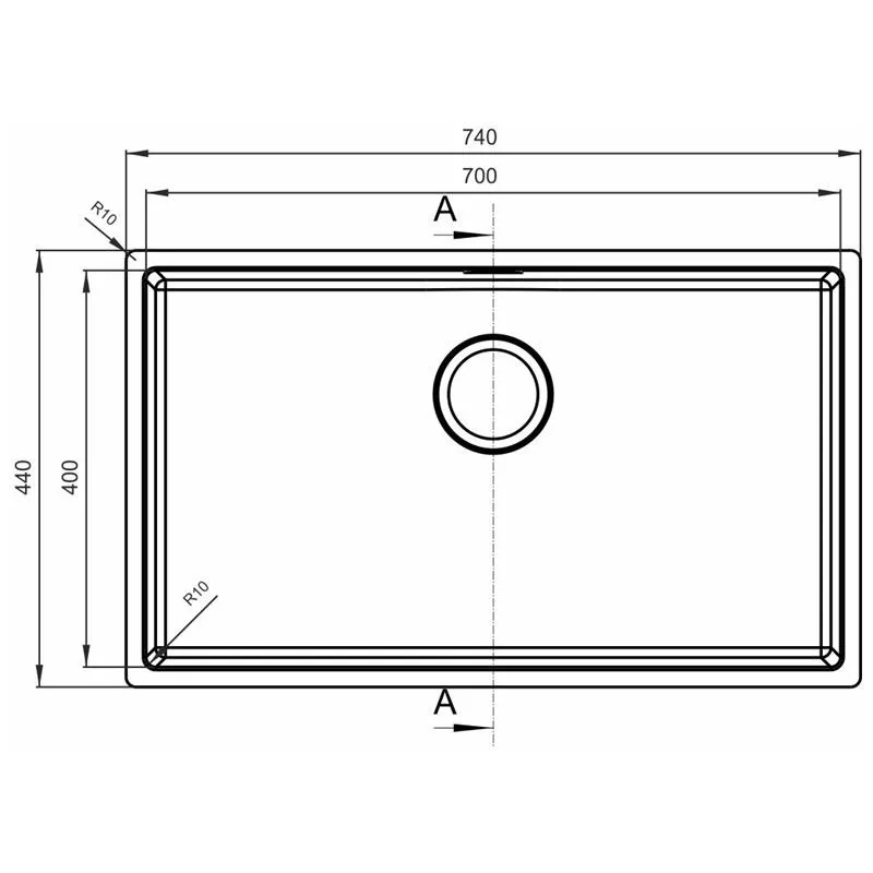 Кухонная мойка Florentina ОПТИМА-HM OHM.700.400.В.10.S.10, нержавеющая сталь