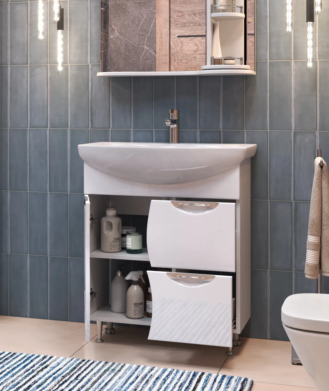 Тумба с раковиной напольная VIGO Callao tn.CAL.BAL.70.1D.2Y, 70 см