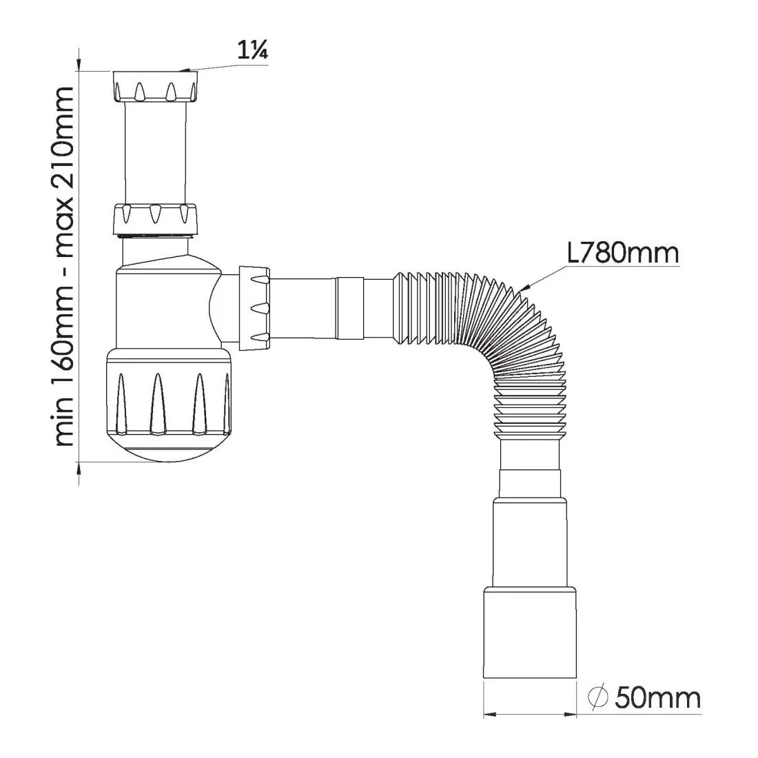 Сифон для умывальника без выпуска Nova, NV1011