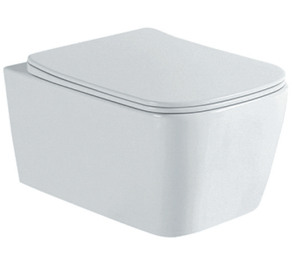 AQ1148N-00 ЛИБРА New Унитаз-компакт подвесной безободковый 495*350*260мм, тонкое сиденье с механизмом плавного закрывания, крепеж