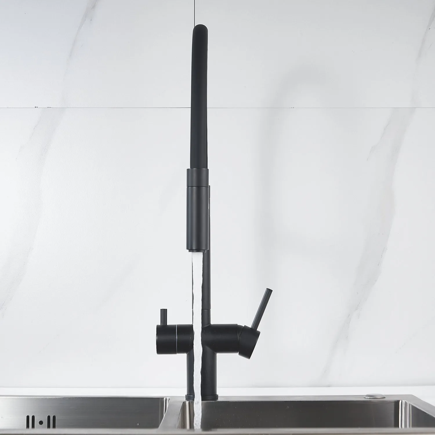 Смеситель для кухни с подключением фильтра Shevanik S178H, черный