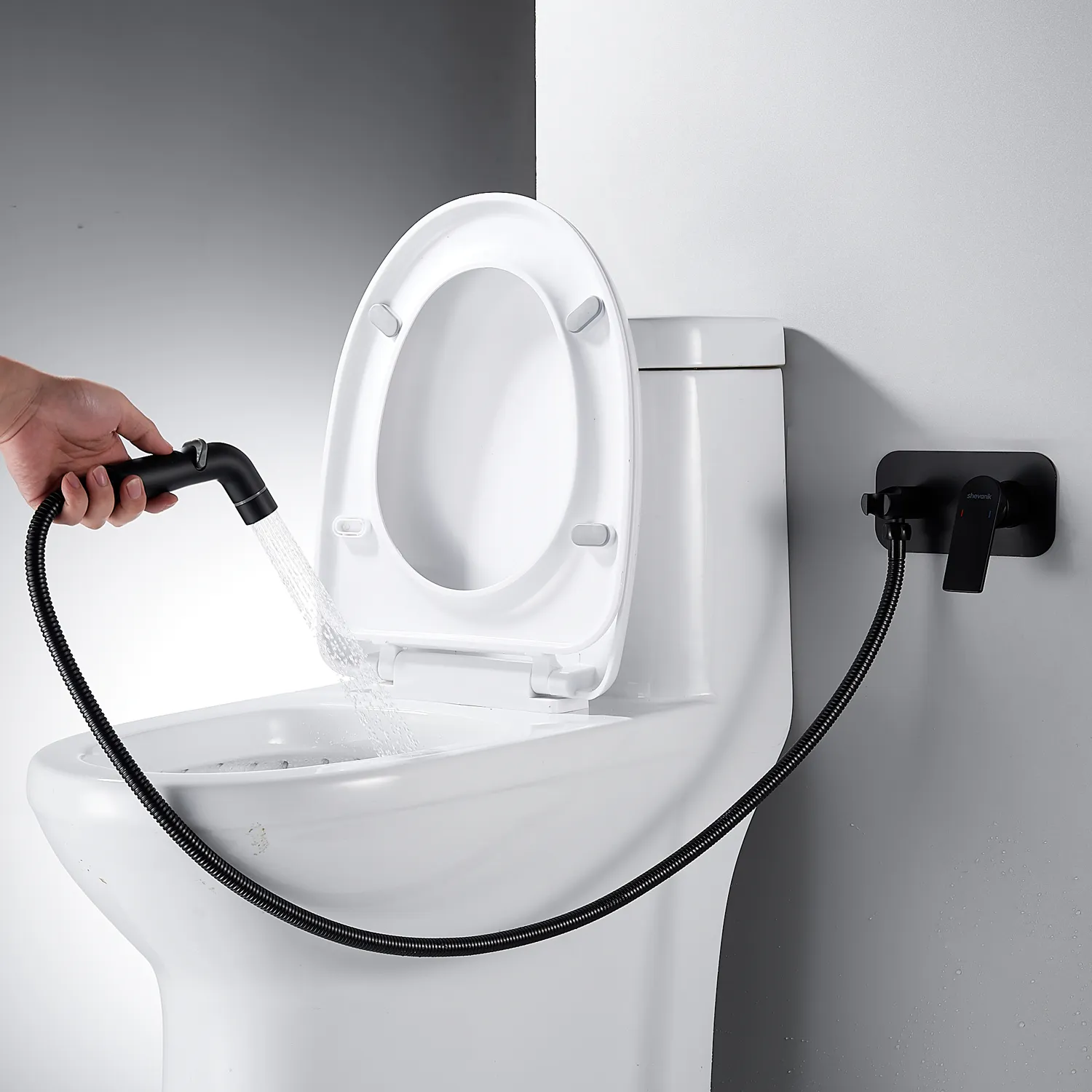 Гигиенический душ со смесителем Shevanik S4105H, черный