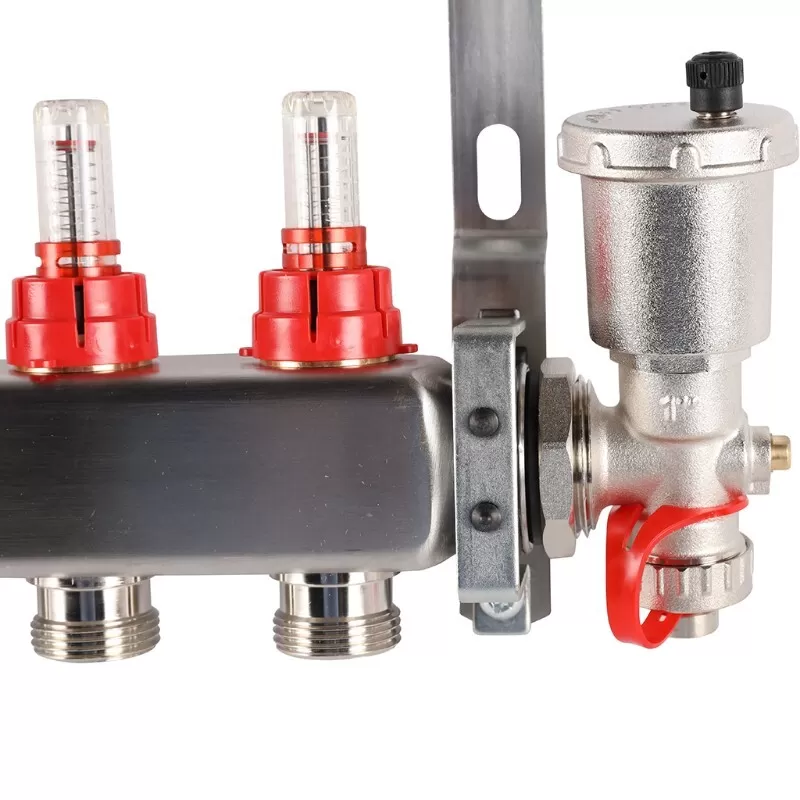 Коллектор Rommer 1"x3/4" на 8 контуров с расходомерами в сборе (нерж. сталь) (RMS-1210-000008)