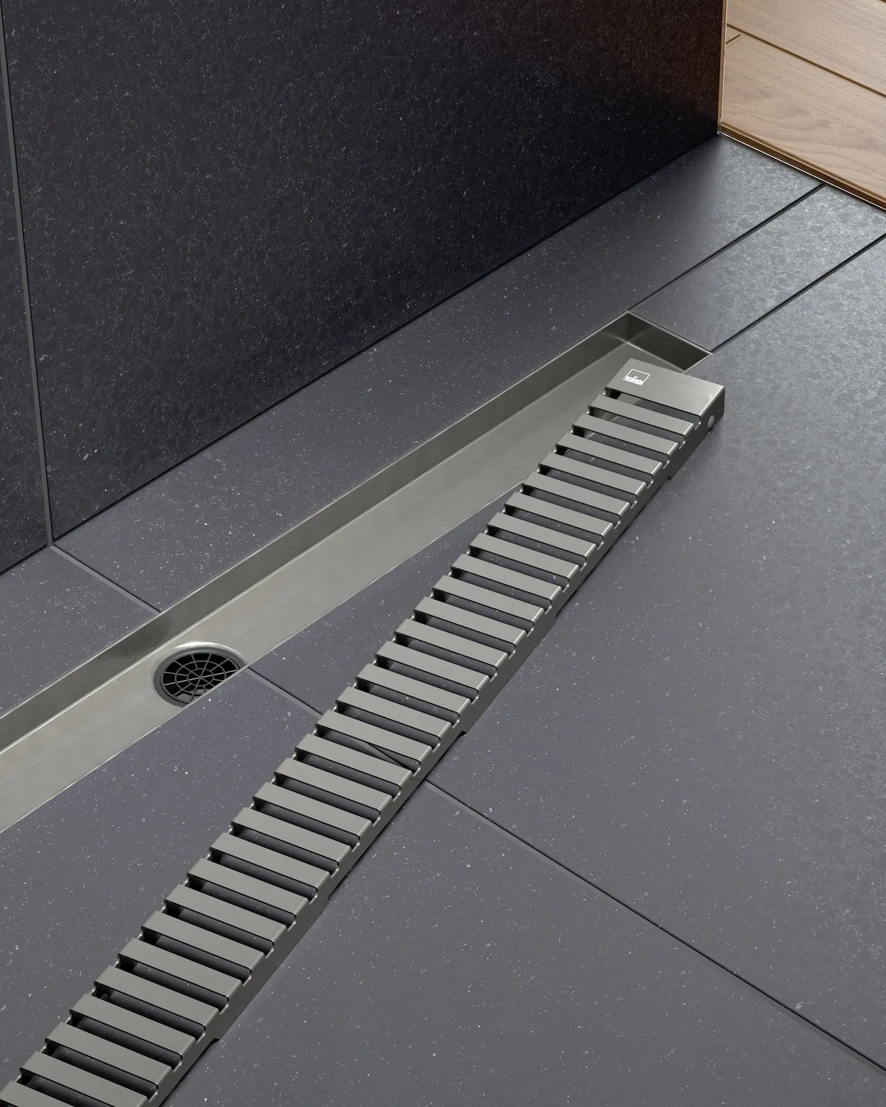 Душевой лоток TIMO Drain System 900 с вставкой "lines", черное золото (DS230109/18)