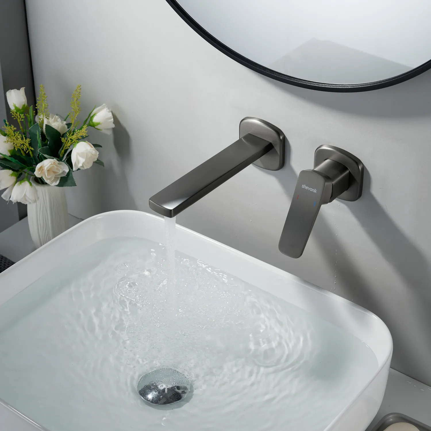 Смеситель для раковины встраиваемый Shevanik S9941T, оружейная сталь