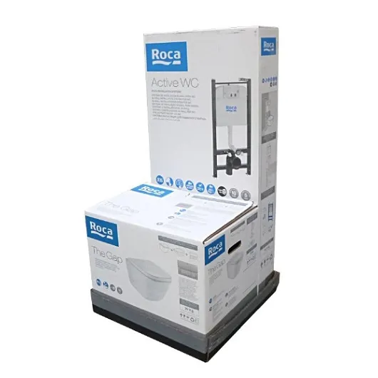 Комплект унитаз с инсталляцией, кнопкой и сиденьем микролифт Roca The GAP! безободковый (893104100)