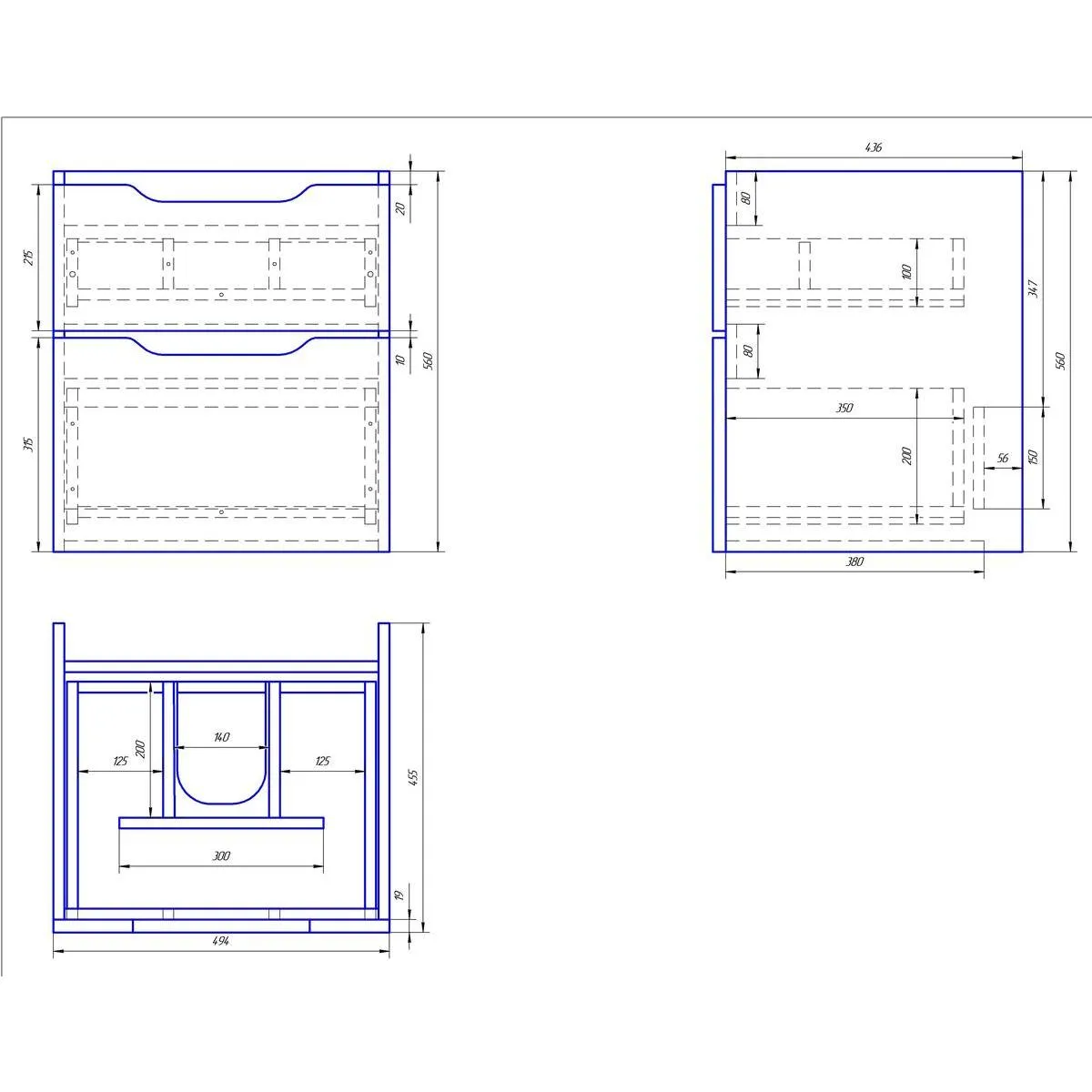 Тумба с раковиной подвесная Dreja Q 55 см, белый