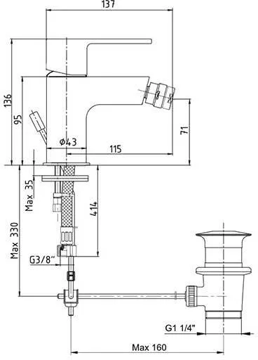 Смеситель для биде E.C.A. Nita 102110151EX