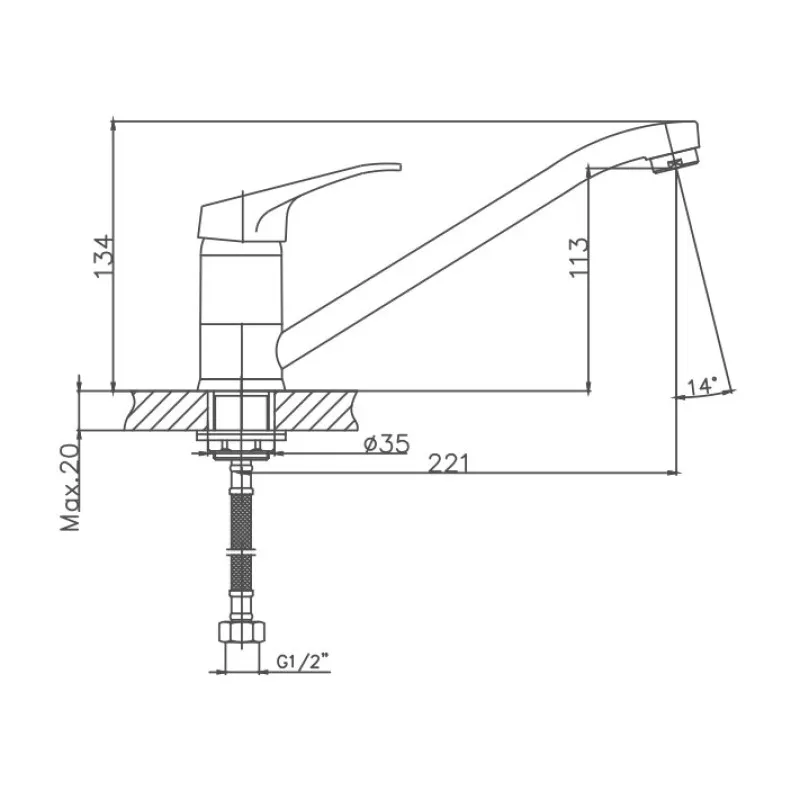Смеситель для кухни Cron CN4913, хром