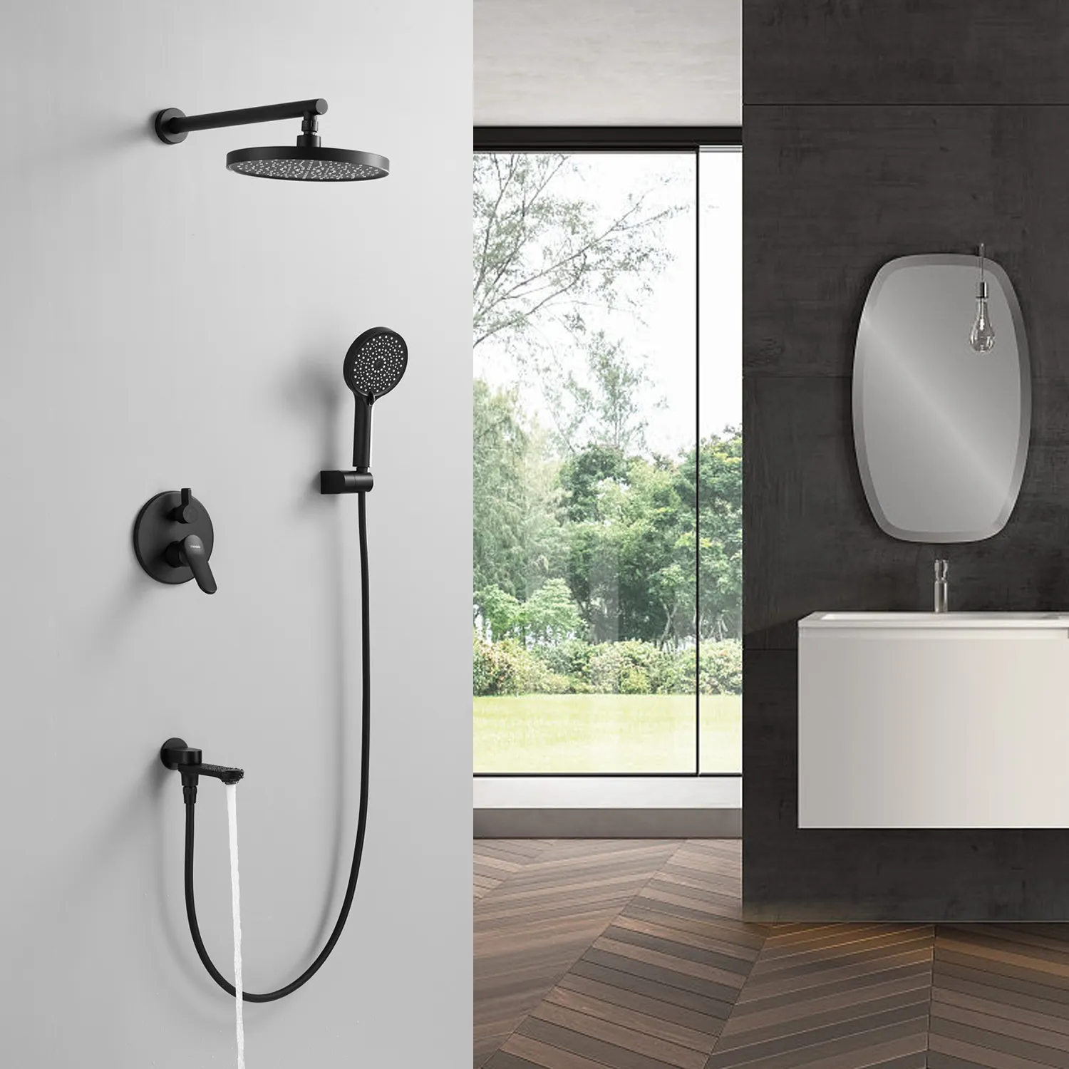 Душевая система встраиваемая Shevanik S4335H, черный