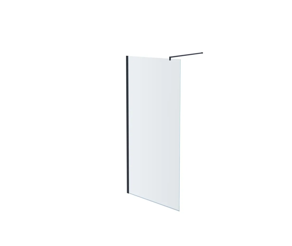 AQ WIW 11020BL Душевая перегородка Walk in с держателем 1100x2000 профиль черный, стекло прозрачное