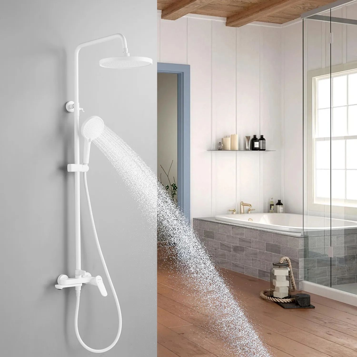 Душевая система Shevanik S4336C, белый