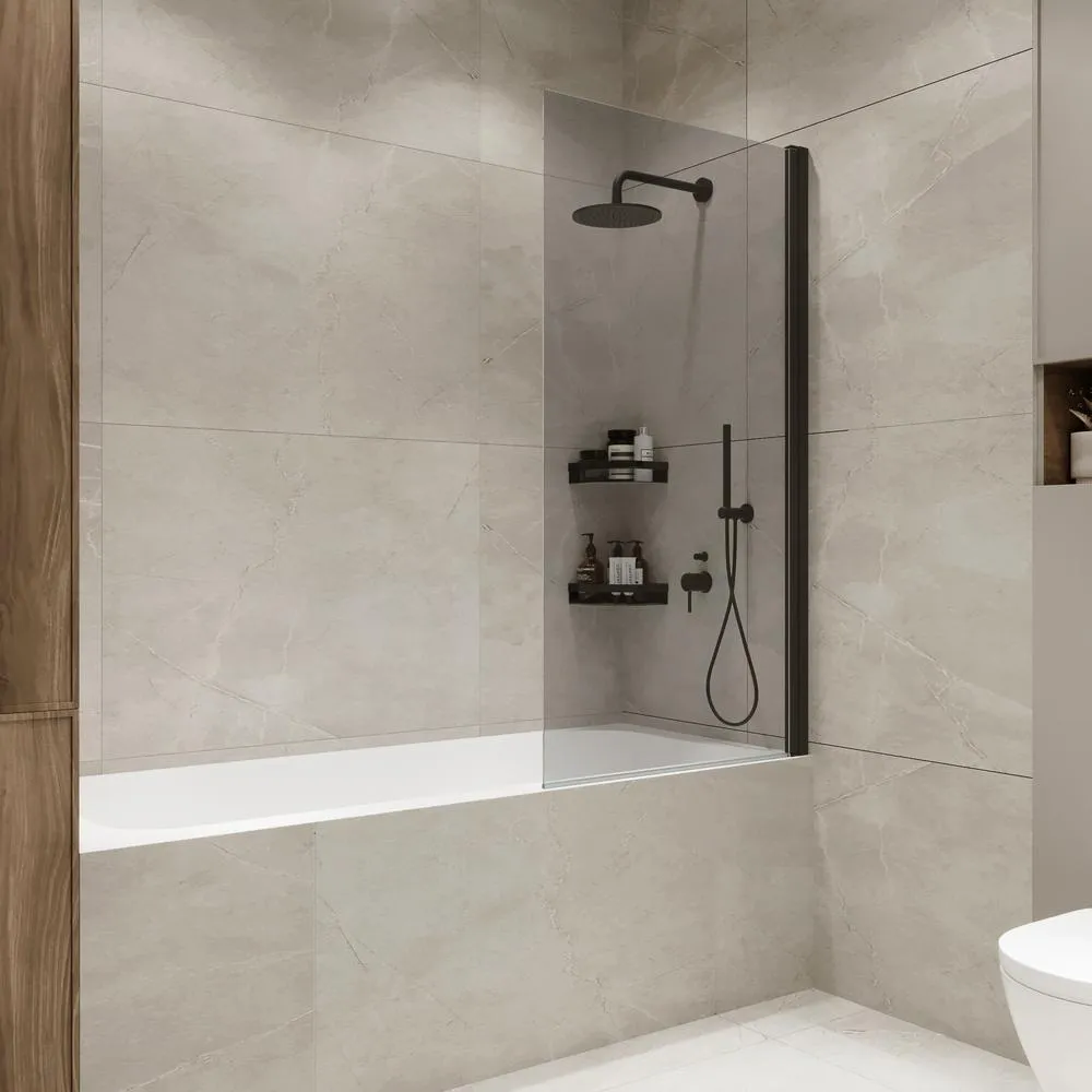 Шторка на ванну распашная Terminus Ното 150х70 тонированная, черный