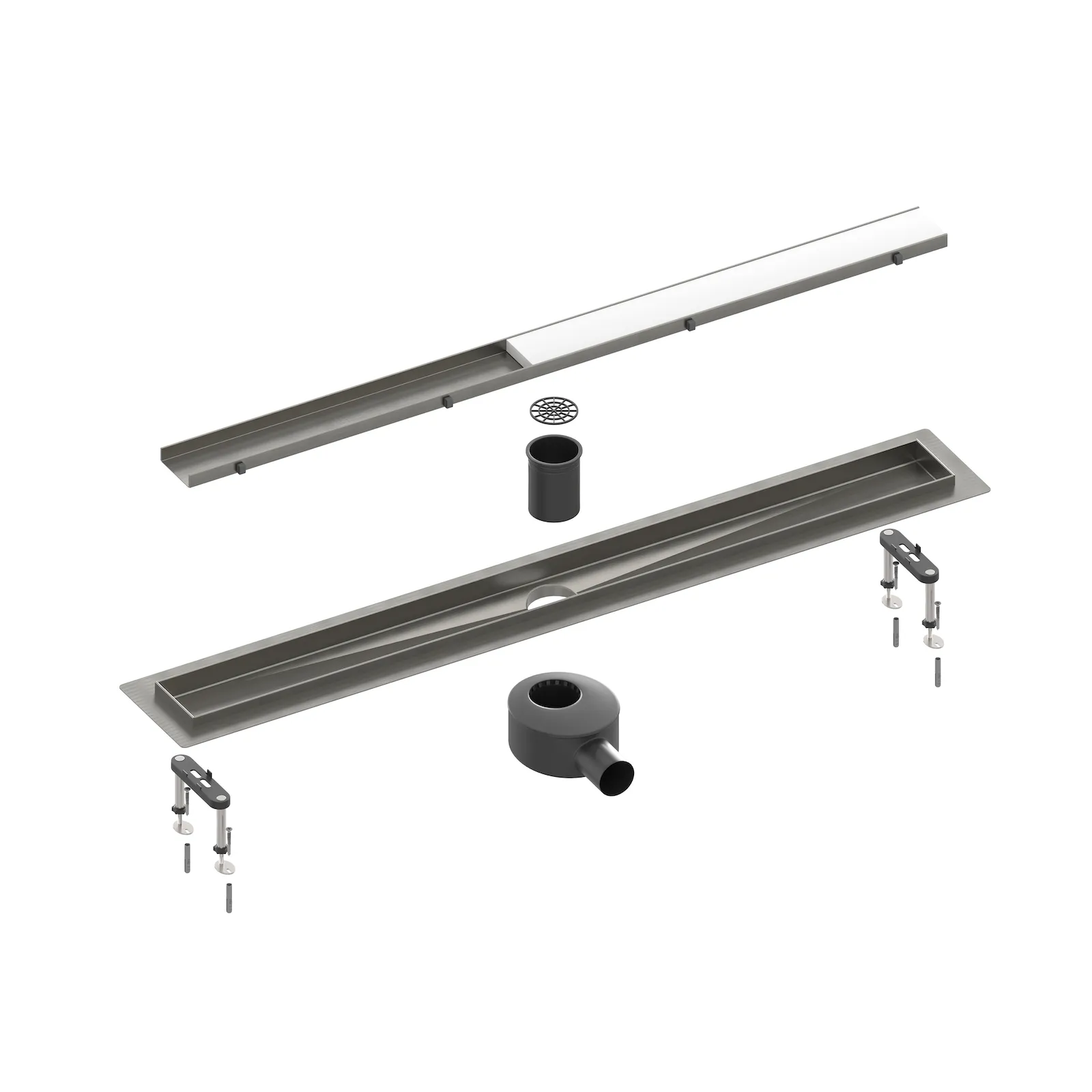 Душевой лоток TIMO Drain System 900 с двусторонней панелью "plate" под плитку, черное золото (DS230209/18)