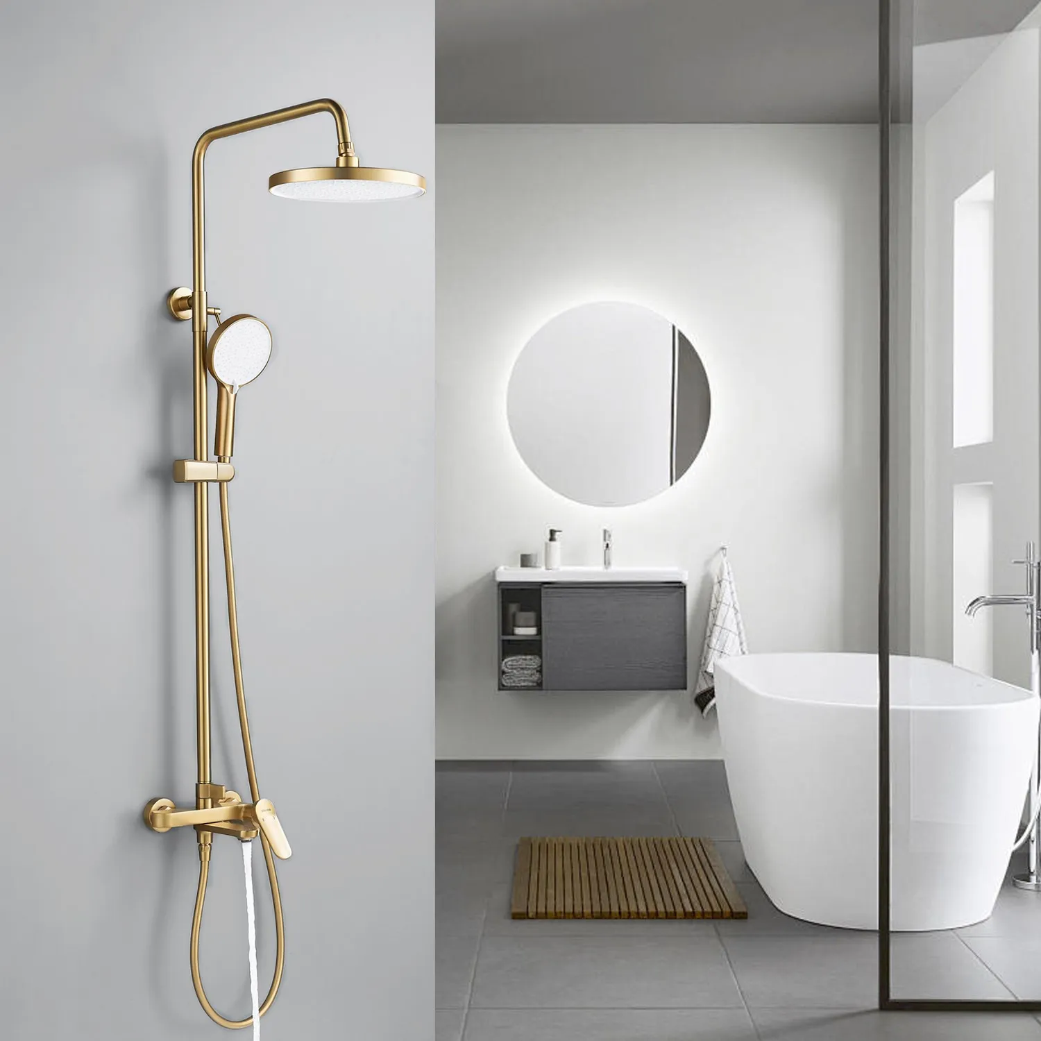 Душевая система Shevanik S4336G, золотой сатин