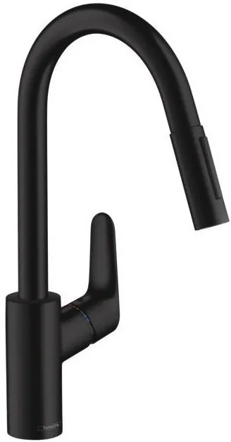 Смеситель Hansgrohe Focus для кухни с выдвижным изливом мат/черный (31815670)